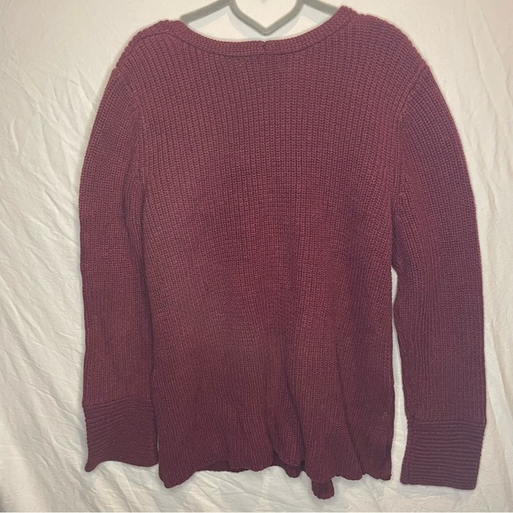 Sonoma Large Burgundy Knit V-Neck Sweater Nautical Buttons PRELOVED - Picture 9 of 10